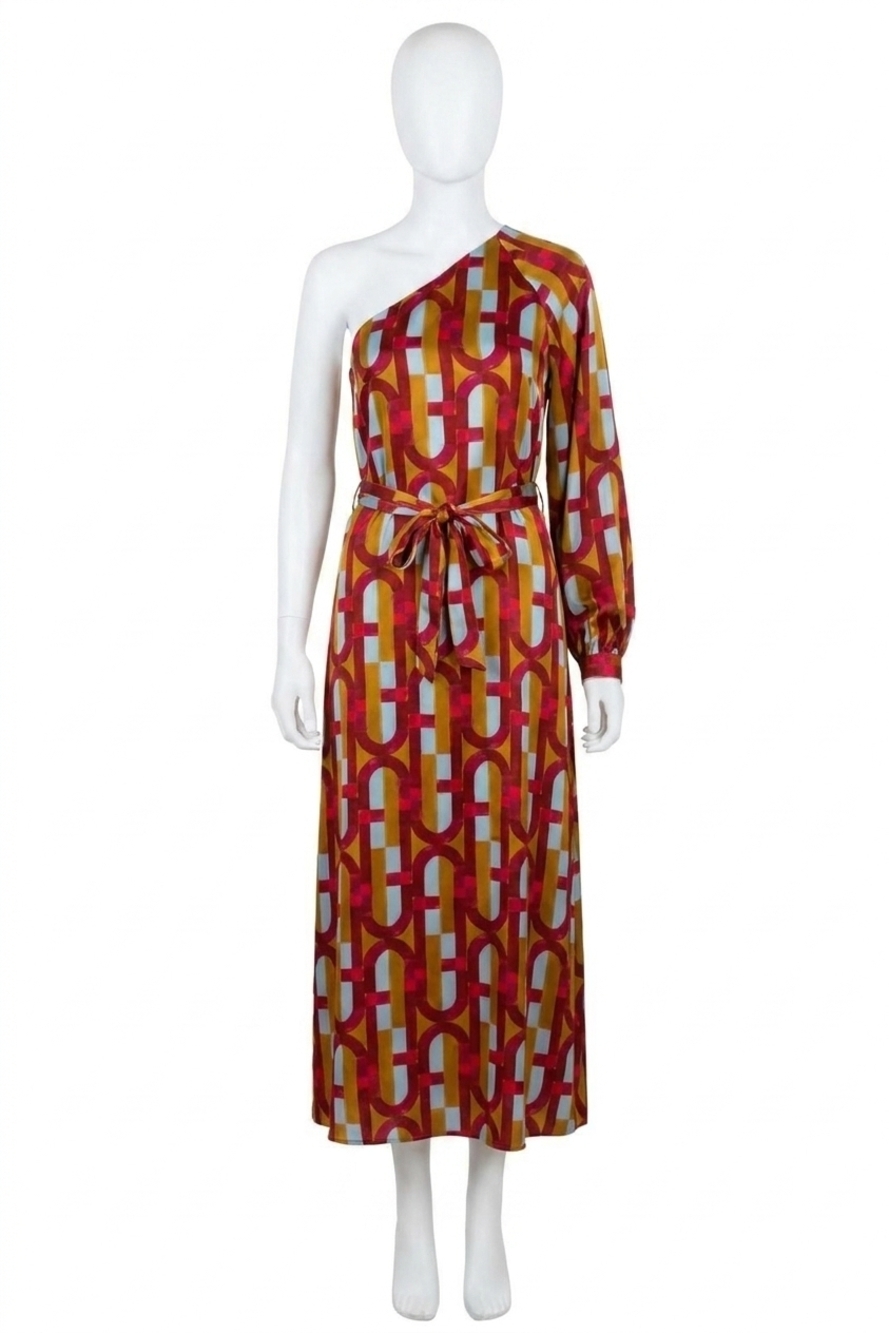 NEW FRNCH one shoulder maxi dress in red